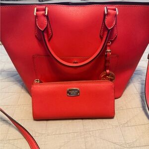 Michael Kors Bold Orange Tote and Wallet